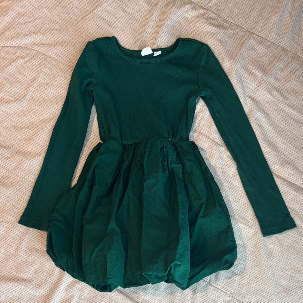 GAP Dark Green Long-Sleeve Bubble Dress for Girls